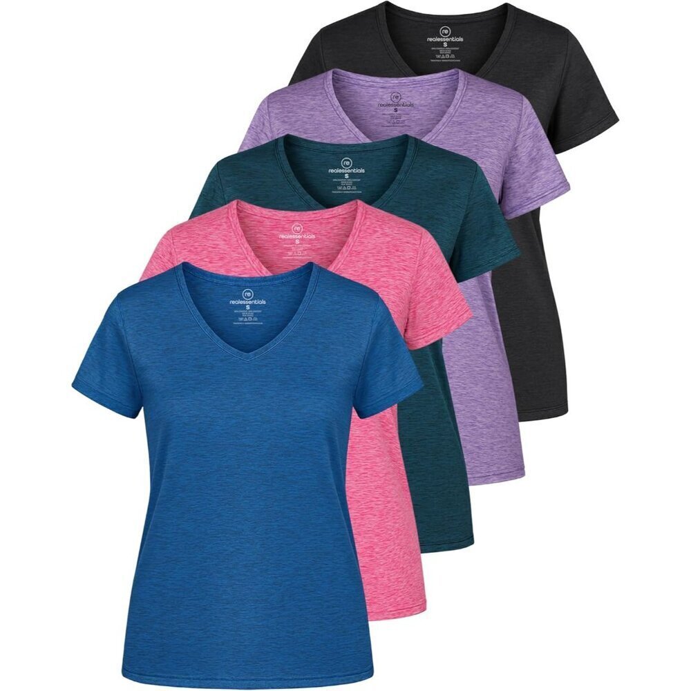 Women's Dry Fit T Shirts 5 Pack V Neck Short Sleeve Workout Activewear